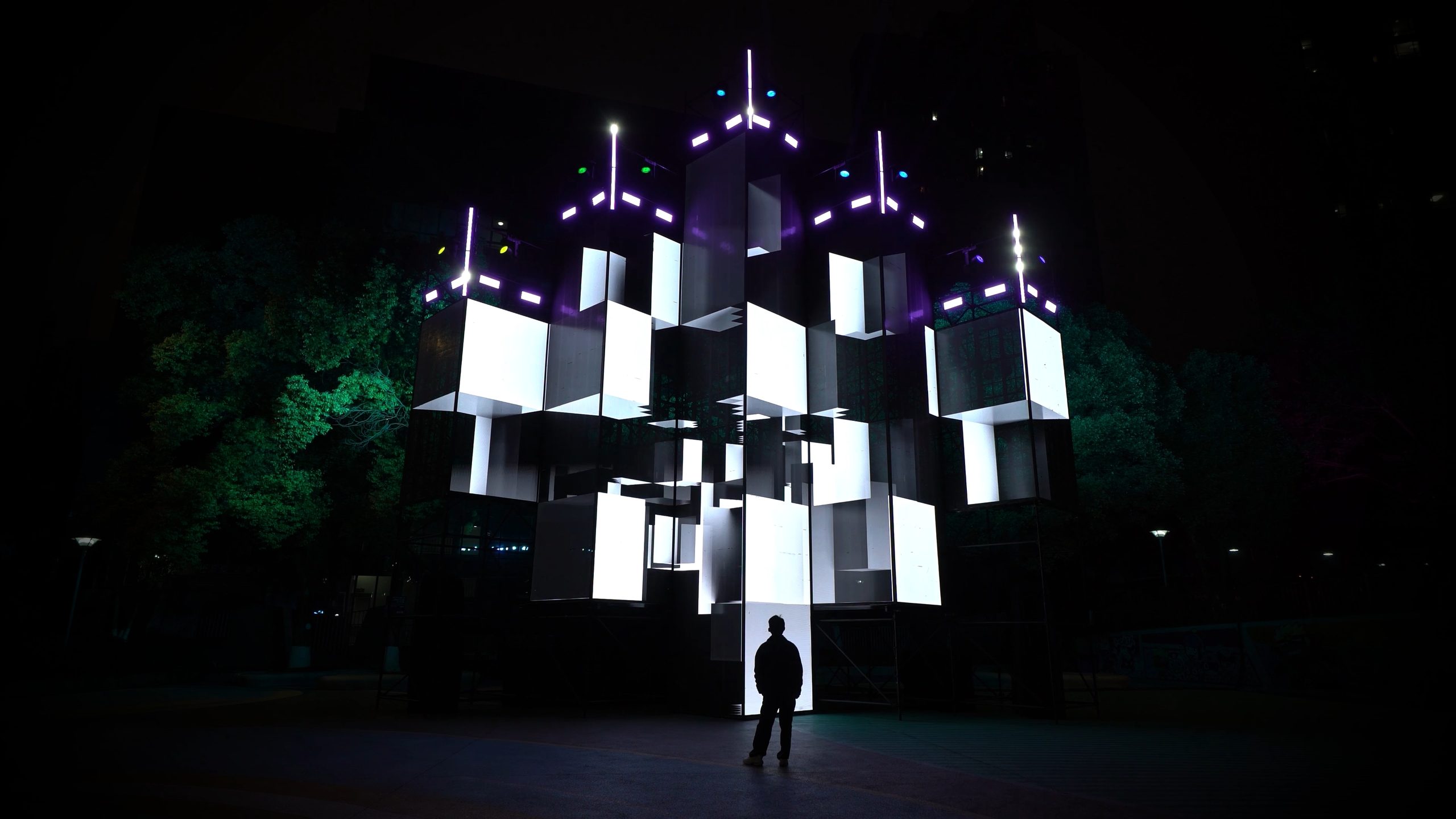 BLOCK³ LED installation at Chongqing Light Art Festival in Chongqing, China – by ruestungsschmie.de