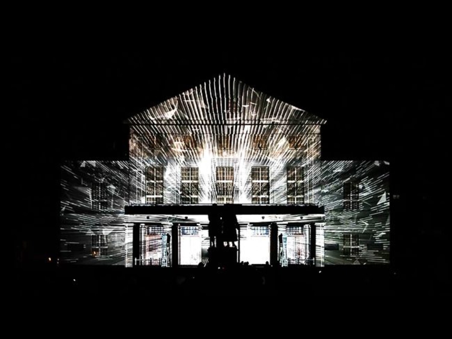 KLANG³ projection mapping on the Deutsches Nationaltheater at Genius Loci Weimar in Weimar, Germany, 2014 – by ruestungsschmie.de