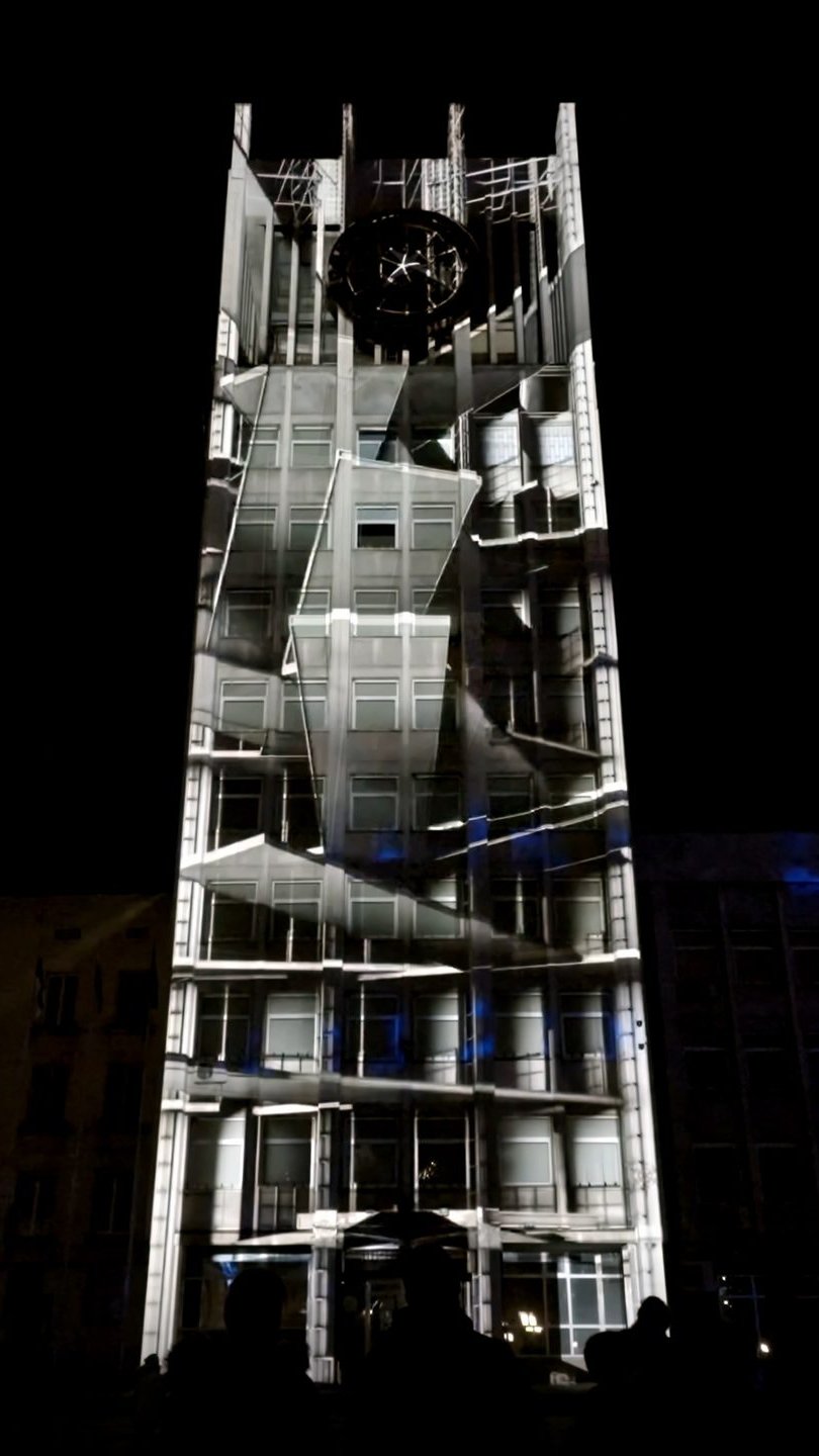URBS³ – projection mapping on the town hall tower of Gabrovo, Bulgaria – by ruestungsschmie.de